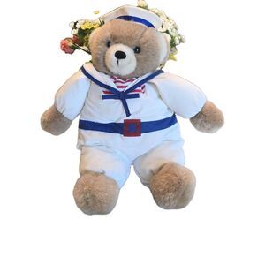 Vintage 1988 Prestige Toy Corp Sailor Bear Plush 14" Stuffed Animal Korea Clean